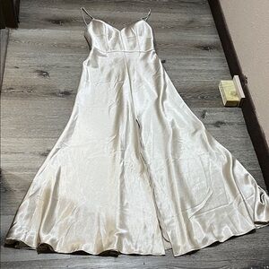 Elegant Satin Cream Jumpsuit